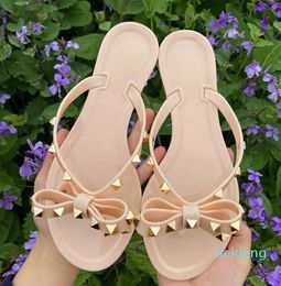 Designer -Woman Summer Sandals bowknot Flip Flops Beach Sandalias Femininas Flat Jelly shoes