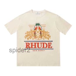 23new Mens t Shirt Rhude Designer Pure Cotton Tees Street Fashion Casual Couple Matching Short Sleeves S-xl WQNH WQNH