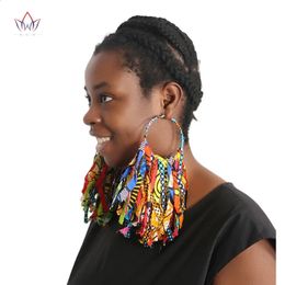 African Cloth Fabric Earrings Handmade With Tassels For Women Print Ankara Big Oversized WYB1198 240130