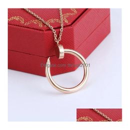 Pendant Necklaces Style Diamond Gold Sier Necklace For Men And Women Fashion Designer Design Stainless Steel Nail Jewelry9150065 Dro Dh9Wo