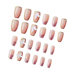 False Nails Pink Butterfly Artificial Durable & Reusable Not Easy Deform For Nail Art Girls Makeup Practice