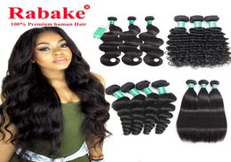 3 or 4 Brazilian Virgin Human Hair Weave Bundles Straight Body Loose Deep Wave Curly Cheap 8A Peruvian Raw Indian Hair Extensions 9459144