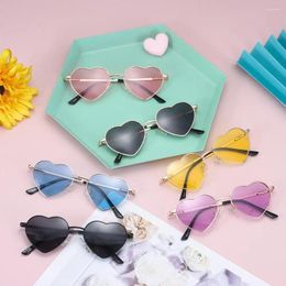 Sunglasses 2024 Kids Polarised Heart Lovely Heart-Shaped Sun Glasses For Girls Boys 5-10 Years Children's Metal Frame Shades