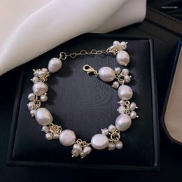 Link Bracelets Super Fairy Baroque Shaped Freshwater Pearl Bracelet Female French Online Celebrity Ins Niche Design Sense