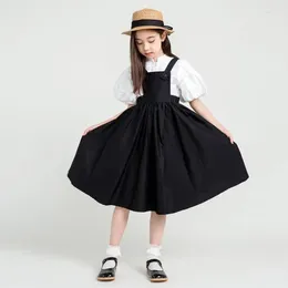 Clothing Sets Baby Girl Puff Sleeve Shirts Skirts 2pcs 2024 Summer High Quality Strap Dress Suits Children Clothes Wz744