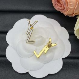 Fashion Brand Womens Designer Jewelry Luxury Gold Letters Earrings Vintage Letters Studs For Women Valentine Wedding Gifts With Box Hot -7