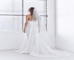 Elegant Bridal Veil With Cut Edge Cathedral Length One Tier Tulle WhiteIvory selling Wedding Veils V00106248131
