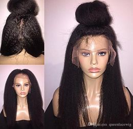 High Quality Soft 1b Black Long Kinky Straight Lace Front Wigs Heat Resistant Glueless Synthetic Lace Front Wigs for Black Women7754810