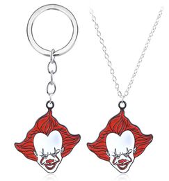 Horror Movie IT Clown Pennywise Alloy Keychain Key Chains Keyfob Keyring Key Chain Pendant Necklace Chain Jewelry Accessories2514755