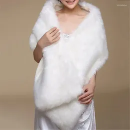 Scarves Autumn Winter Luxury Faux Fur Shawl Ladies Plush Scarf Stole Cover Up For Wedding Party Bridal Shrug Long Wrap Cape