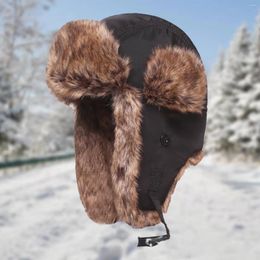 Berets Trapper Hat Cozy Plush Warm Hats Bomber Men's Winter With Ear Flaps Russian Ushanka For Hiking Outdoor Cycling