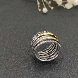 Luxury brand Jewellery ring High Quality Wholesale Twisted Wire Silver Plated Two-tone Ring Gifts for Men and Women