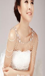 Wedding Bridal Jewellery Accessaries Crystal Necklace Chain Faux Gemstone Shoulder Chain With Tassel Party Ornament HT1028626914