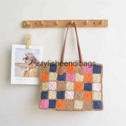 Totes 2023Hot Sales WomenPatchwork Handbags Totes Casual Beach Holiday Bags Casual Straw Shopping Bags Drop ShippingH24219