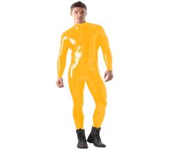 Plus Size S6XL Men Wetlook PVC Bodycon Jumpsuit Front Zipper Zentai Long Sleeve Cosplay Catsuit Halloween Performance Costume2239982