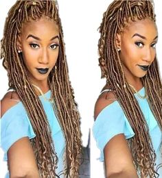 Ombre goddess faux locs 22inch goddess locs hair half straight half curly braids synthetic hair extension crochet braiding hair fo4679022