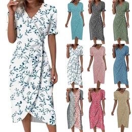 Casual Dresses Multicolor Summer Wrap Short Sundresses For Women Cotton Maxi Beach