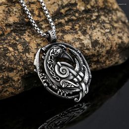 Pendant Necklaces Stainless Steel Men's Viking Odin Raven Never Fading Vintage Nordic Black Crow Pirate Ship Jewellery Wholesale