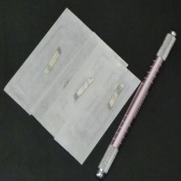 Sent 20Pcs Blades 14size 1Pc Manual Cosmetic Tattoo Eyebrow Pink Manual Pen Machine For Permanent Makeup Both side be used2785222