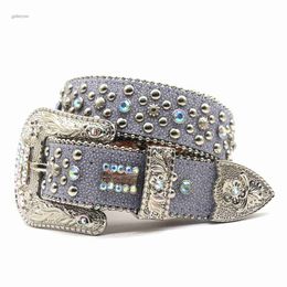 Designer Belt Bb Simon Belts for Men Leather Willow Studded with Diamond Denim Belt Womens Sparkly Rhinestone Exploder KGJR