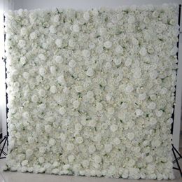 8X8Ft Top Quality Creative 3D Flower Wall Made With Fabric Rolled Up Artificial Flowers Arrangement Wedding Backdrop Decoration252P
