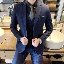 Men's Suits Blazers Jakcet Vest Pants / Boutique Fashion Solid Color Mens Formal Business Office Suit Male Casual Slim Suit Groom Wedding Dress