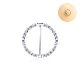 Classic Nipple Ring ASTM 36 Round CZ Paved Shield G23 Barbell Piercing Jewellery 240127