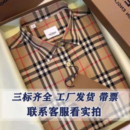 High quality BUR three standard complete high-end pure cotton classic plaid shirt for men and women loose striped shirt for couples