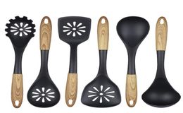 kitchenware 6 piece set Cooking Utensils Spoon drop shovel wood grain handle kitchen tool cook spoons spatula in stock7255097