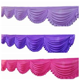6m Ice Silk Swag Drape Valance Fir For Backdrop Curtain Table Skirt Wedding Stage Background Curtain Decoration257I