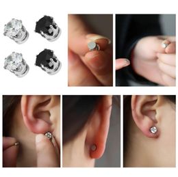 1 Pair No Piercing Round Zircon Magnetic Stud Earings For Women Men Kids No Hole Crystal Ear Studs Jewelry Magnet Earring5212873