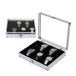 6/12 Grids Slots Aluminium Watches Box Jewellery Display Storage Square Case Suede Inside Container Watch Casket Tool Box 240122