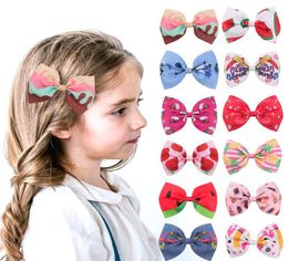 4 inches Hair Accessories Baby Girls Bow Hairpin Fruit print Headwear fashion Kids hairbow Boutique children Barrettes Z37683798867