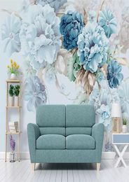 Custom Wallpaper Mural Nordic Fresh Handpainted Peony Flower Garden Living Room TV Background Wall Painting Po 3d Waterproof Wall1757945