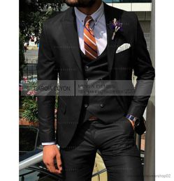 Men's Suits Blazers Dark Blue Slim Men Fashion Suit Cutsom 3 Piece Groom Prom Wedding Tailor Made Wedding Tuxedo Men Suit With Pants