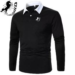 Spring and Autumn Causal Long Sleeve Polo Shirt for Men 240126