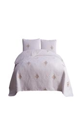 White Embroidery Cotton Bedcover Bedspread Quilted Quilts Home Bedding Set Coverlets KingSize MattressTopper Quilted Sheets Patchw5885527