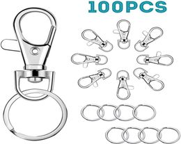 Kimter Swivel Clasps Lanyard Snap Hook with Key Rings Clip Hooks Lobster Claw Clasp for Keychains Jewelry DIY Crafts DHL Q3892468905