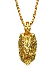 hip hop lion head diamond pendant necklaces for men animal luxury necklace Stainless steel Cuban gold chains fashion designer jewe6621073