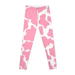 Active Pants Pink And White Cow Print Leggings Fitness Clothing Sports For Women's Push Up Womens