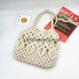 Totes Rope Crochet Women Shoulder Bag Bohemian Hollow Woven Bags for Women Handmade Knitting Handbags Travel Beach Bag Shopper HobosH24219