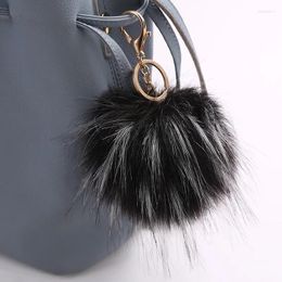 Keychains Imitation Racoon Dog Fur Ball Pendants Keychain Pompom Lovely Car Key Holder Bag Charm Accessories Gift Jewelry K1635