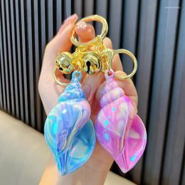 Keychains Creative Colourful Acrylic Conch Shell Keychain For Women Men Bag Car Pendant Keyring Keyfob Beach Souvenir Gift Accessories