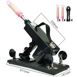 Vibrators ROUGH BEAST Automatic Sex Machine with Big Black Dildo for Women Love Masturbation Pumping Gun Couple Men Toys 230307