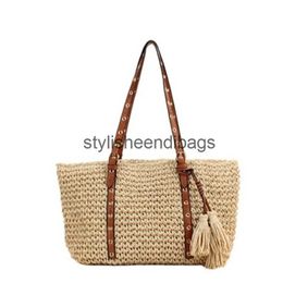 Totes 2022 New Women Straw Hanbags Totes Large Size Women Patchwork Holiday Bags Tassel Travel Shopping Bags 2 Colours Drop ShippingH24219