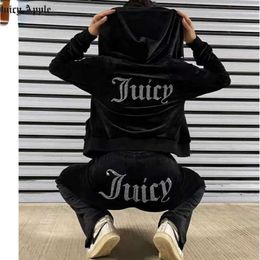 Juicy Apple Women's Tracksuits Veet Sewing Suits Outfit Two Piece Jogging Set Velour Sweatshirt Hoodie Pants Suit Womens Y2k Tidal Flow Design 2024ss