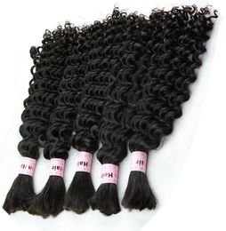 Deep Wave Brazilian Hair Extensions Bundle Curly Micro Braids Human Bulk Hair Mix Length 345pcs lot 1228inch full head DHL18825657367906