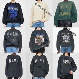 Anines Bing Sweatshirt New Niche Designer Sweatshirt Pullover Casual Fashion Letter Vintage Print Round Neck Cotton Trend Loose Versatile Annie Hoodies Tops 582