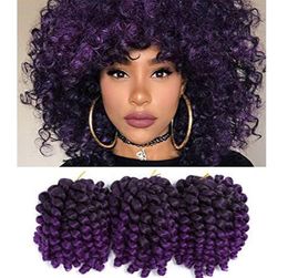 Pack of 3 Jamaican Bounce Crochet Hair Wand Curl Synthetic Hair Crochet Braids 8 Inch Afro Kinky Braiding Hair Extensions for Blac1039497