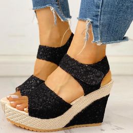 Sandals Women Summer Wedge Heel Platform Strap Open Toe Bottom Casual Shoes Ladies Wedges 2024